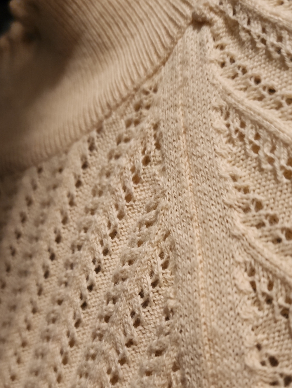 Anthropologie Openwork Pointelle Knit Sweater - Cream